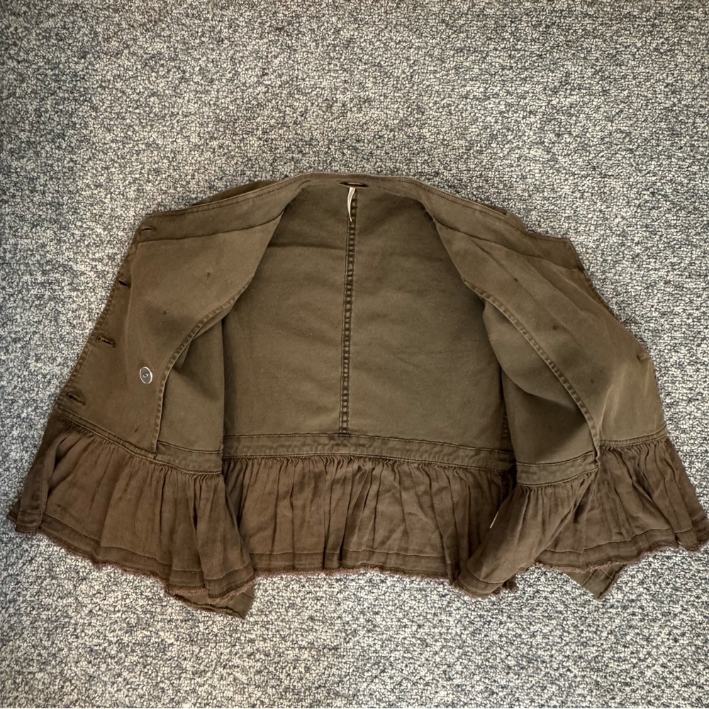 Free People Utility Jacket with Peplum Detail in Army Green XS - Picture 9 of 10